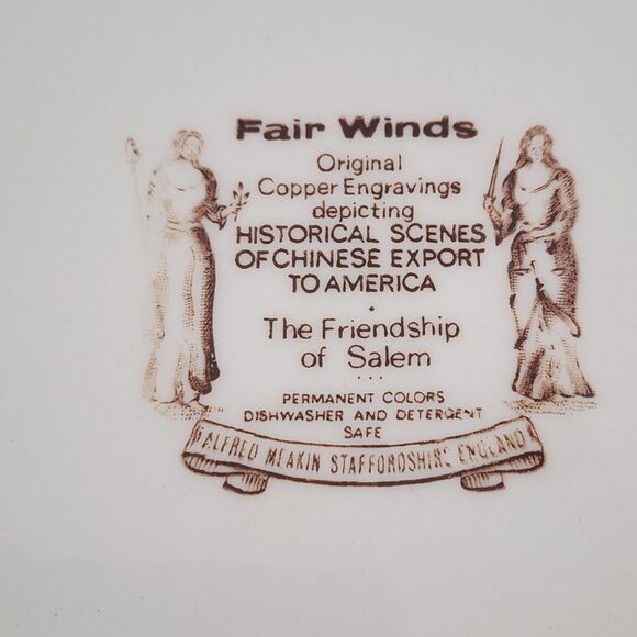 Fair Winds The Friendship of Salem Dinner Plate Alfred Meakin Staffordshire 2 Pc - Picture 5 of 8